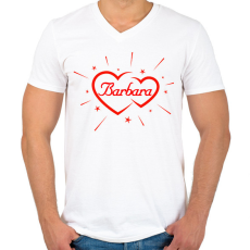 PRINTFASHION Barbara - Férfi V-nyakú póló - Fehér