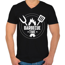 PRINTFASHION Barbecue time - Férfi V-nyakú póló - Fekete