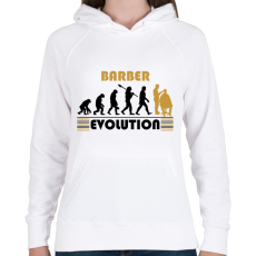 PRINTFASHION Barber evolution - Női kapucnis pulóver - Fehér