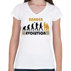 PRINTFASHION Barber evolution - Női V-nyakú póló - Fehér