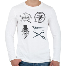 PRINTFASHION barber - Férfi hosszú ujjú póló - Fehér férfi póló