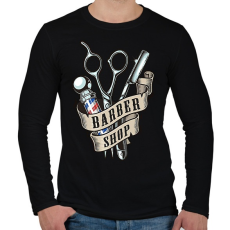 PRINTFASHION Barber - Férfi hosszú ujjú póló - Fekete