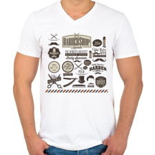 PRINTFASHION barber flyer - Férfi V-nyakú póló - Fehér férfi póló