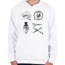 PRINTFASHION barber - Gyerek kapucnis pulóver - Fehér gyerek pulóver, kardigán
