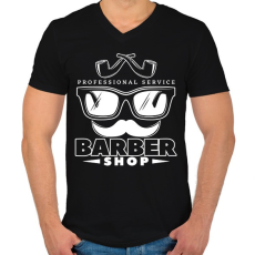 PRINTFASHION Barbershop 5 - Férfi V-nyakú póló - Fekete