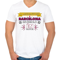 PRINTFASHION Barcelona szurkoló - Férfi V-nyakú póló - Fehér