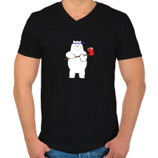 PRINTFASHION barebears_icebear - Férfi V-nyakú póló - Fekete férfi póló