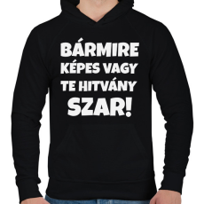 PRINTFASHION BÁRMIRE KÉPES VAGY! - Férfi kapucnis pulóver - Fekete