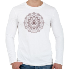 PRINTFASHION Barna mandala - Férfi hosszú ujjú póló - Fehér férfi póló