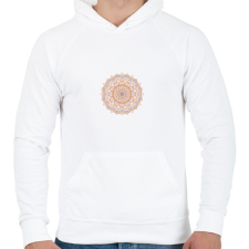PRINTFASHION Barna-narancs mandala - Férfi kapucnis pulóver - Fehér férfi pulóver, kardigán