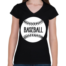 PRINTFASHION Baseball fehér - Női V-nyakú póló - Fekete