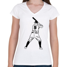 PRINTFASHION Baseball - Női V-nyakú póló - Fehér női póló