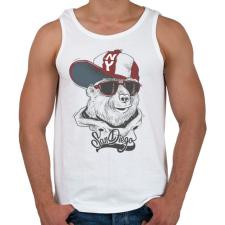 PRINTFASHION Baseball sapkás medve - Férfi atléta - Fehér atléta, trikó