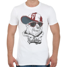 PRINTFASHION Baseball sapkás medve - Férfi póló - Fehér férfi póló