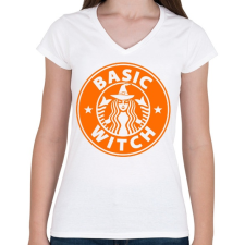 PRINTFASHION Basic Witch - Női V-nyakú póló - Fehér női póló