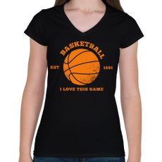 PRINTFASHION BASKETBALL - Női V-nyakú póló - Fekete