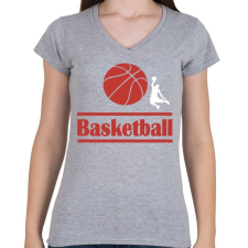 PRINTFASHION Basketball  - Női V-nyakú póló - Sport szürke női póló