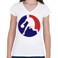 PRINTFASHION Basketball Player - Női V-nyakú póló - Fehér női póló