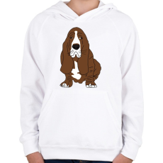 PRINTFASHION Basset hound - Gyerek kapucnis pulóver - Fehér