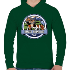 PRINTFASHION Basset hound kutya club - Férfi kapucnis pulóver - Sötétzöld férfi pulóver, kardigán
