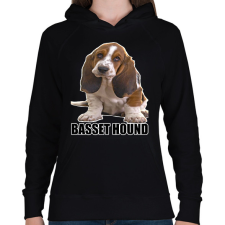 PRINTFASHION Basset Hound - Női kapucnis pulóver - Fekete női pulóver, kardigán
