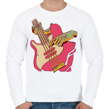 PRINTFASHION Basszusgitár - Férfi pulóver - Fehér férfi pulóver, kardigán