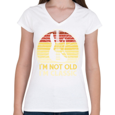 PRINTFASHION Basszusgitáros - Női V-nyakú póló - Fehér női póló
