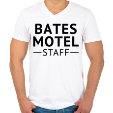 PRINTFASHION Bates Motel Staff - Férfi V-nyakú póló - Fehér