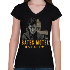 PRINTFASHION BATES MOTEL STAFF - Női V-nyakú póló - Fekete női póló