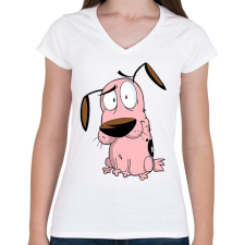 PRINTFASHION Bátor a gyáva kutya - Női V-nyakú póló - Fehér női póló