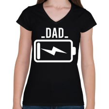 PRINTFASHION Battery - dad - Női V-nyakú póló - Fekete női póló