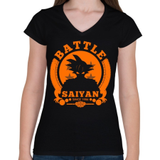 PRINTFASHION battle saiyan - Női V-nyakú póló - Fekete női póló
