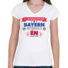 PRINTFASHION Bayern szurkoló - Női V-nyakú póló - Fehér női póló