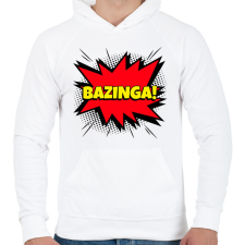 PRINTFASHION BAZINGA - Férfi kapucnis pulóver - Fehér férfi pulóver, kardigán