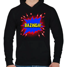 PRINTFASHION BAZINGA  - Férfi kapucnis pulóver - Fekete férfi pulóver, kardigán