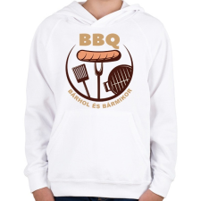 PRINTFASHION BBQ bárhol és bármikor - Gyerek kapucnis pulóver - Fehér gyerek pulóver, kardigán