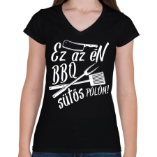 PRINTFASHION BBQ SÜTŐS Pólóm - fehér - Női V-nyakú póló - Fekete női póló