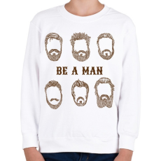 PRINTFASHION Be a man - Szakállas minta - Gyerek pulóver - Fehér