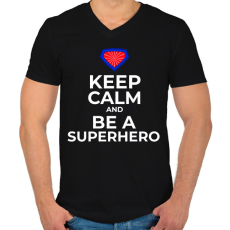 PRINTFASHION BE A SUPERHERO - Férfi V-nyakú póló - Fekete
