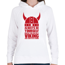 PRINTFASHION Be a viking - Női kapucnis pulóver - Fehér női pulóver, kardigán