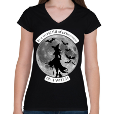 PRINTFASHION Be a witch - Női V-nyakú póló - Fekete női póló