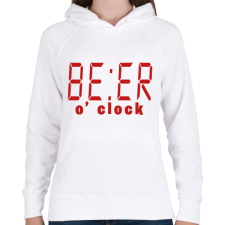 PRINTFASHION BE:ER o'clock - Női kapucnis pulóver - Fehér női pulóver, kardigán