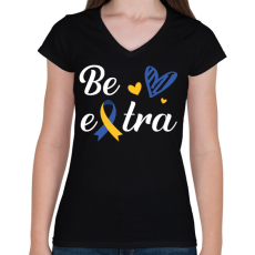 PRINTFASHION Be extra - Női V-nyakú póló - Fekete