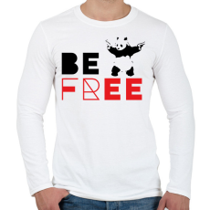 PRINTFASHION Be free - Banksy panda - Férfi hosszú ujjú póló - Fehér