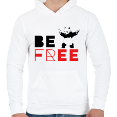 PRINTFASHION Be free - Banksy panda - Férfi kapucnis pulóver - Fehér