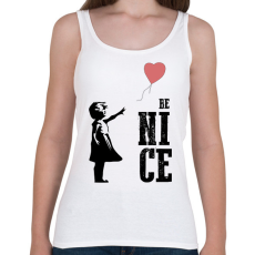 PRINTFASHION Be nice - Banksy graffiti - Női atléta - Fehér