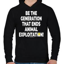 PRINTFASHION be the generation... - vegán aktivista grafika #4 - Férfi kapucnis pulóver - Fekete férfi pulóver, kardigán