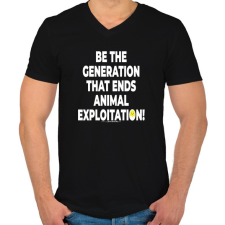 PRINTFASHION be the generation... - vegán aktivista grafika #4 - Férfi V-nyakú póló - Fekete férfi póló