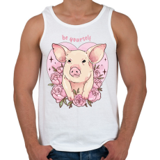 PRINTFASHION Be yourself pig - Férfi atléta - Fehér