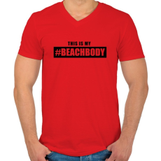 PRINTFASHION #BEACHBODY - Férfi V-nyakú póló - Piros